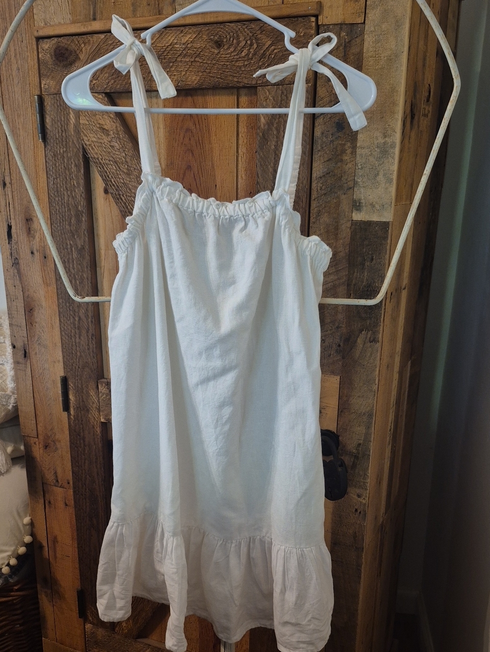 Japna White Tie-Shoulder Ruffle Hem women's  sundress